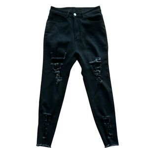 Stylish Black Distressed Women Jeans